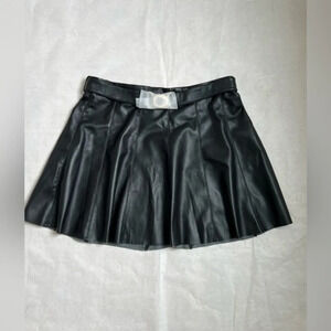 House of Harlow 1960  vegan leather skirt Black Skater Mini Belt & Buckle Sz L